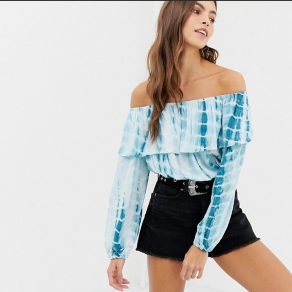 ASOS Tie-dye Off the Shoulder Crop Top